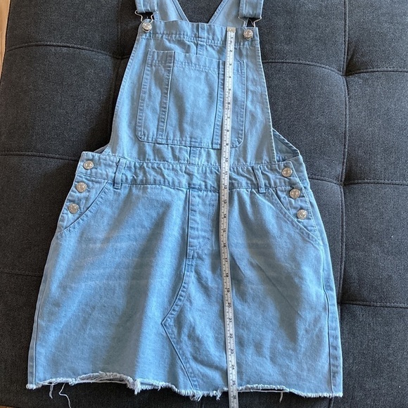 Denim Overall Mini‎ Dress Size Medium No Brand Tag - Picture 4 of 4